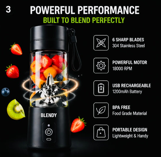 Portable Blender – Make Fresh Juice Anywhere in 30 Seconds